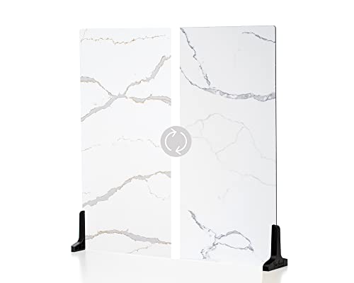 V-FLAT WORLD Duo Board Product Photography Backdrops - 2-Sided Background for Photograph, Item & Food Photography Background - Includes 2 Legs & Board Mat - 24" x 24", Carrara Blue/Calacatta Gold - color: Carrara Blue/Calacatta Gold, size: 24 x 24 inches