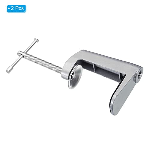 PATIKIL Adjustable Replacement Clamp for Lamps, 2 Pack Universal Adjustable C Shape Desk Table Mount Clamp for Microphone Arm Desk Lamps Stand, Silver - color: Silver