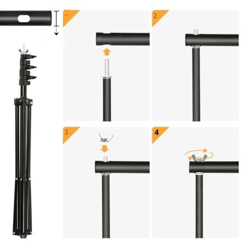 Photography Backdrop Stand Kit, Adjustable Photo Support Stand with 4 Spring Clamps, Carry Bag, Telescopic Background Frame, Green Screen, Product Photos, Video Recording ((8.5 x 9.8 ft)) - size: (8.5 x 9.8 ft)
