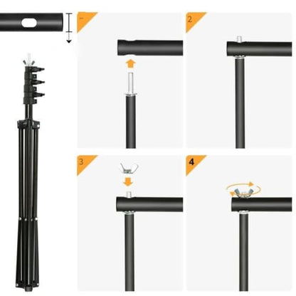 Photography Backdrop Stand Kit, Adjustable Photo Support Stand with 4 Spring Clamps, Carry Bag, Telescopic Background Frame, Green Screen, Product Photos, Video Recording ((8.5 x 9.8 ft)) - size: (8.5 x 9.8 ft)