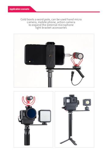 Triple Cold Shoe Mount Extension Bar, Aluminum Alloy Camera Flash Bracket with 1/4" Tripod Screw Adapter, Mic & LED Light Mount for DSLR, Vlogging, Livestreaming (ST-001) - color: ST-001