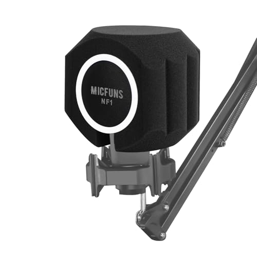 nf1 Microphone Pop Filter Shield Accessory Windscreens Pop Filter,Acoustic recording filter and noise, reflection reducing soundproof cover 45mm-60mm Microphones (Black)