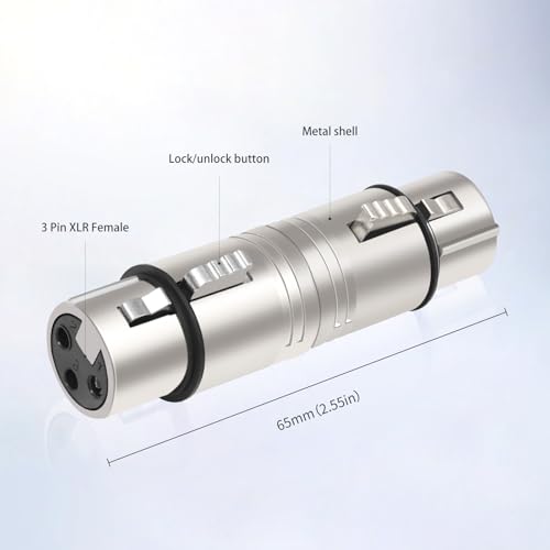 XLR Female to Female Adapter (2-Pack) - Nickel-Plated 3-Pin Microphone Connector Coupler for Professional Audio Equipment, Studio & Live Sound - color: XLR F TO F