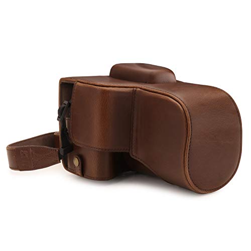 MegaGear MG1608 Ever Ready Leather Camera Case compatible with Canon EOS Rebel T7 (18-55mm), 2000D (18-55mm) - Dark Brown - color: Dark Brown