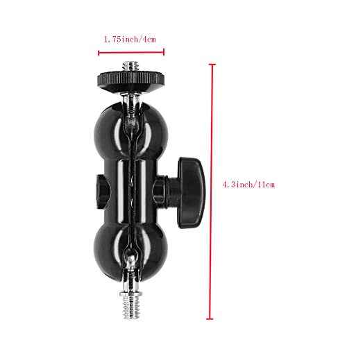 Cool Ballhead Multi-Function Double Ball Head with Cold Shoe Mount and 1/4" Screw for DSLR Cameras/Camcorders/Camera Cage/Monitor and LED Light