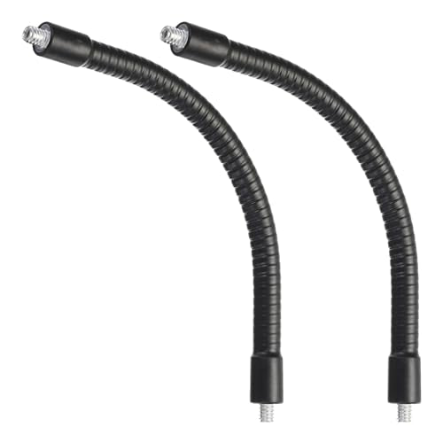 PATIKIL 8" Gooseneck, 2 Pcs 1/4"-20 Male to Male Thread Metal Universal Hose Flexible Arm Gooseneck Tube Extension Holder for Action Camera, Phone, Microphone, Black - size: 8"