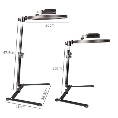 Desktop Phone Tripod with Led Lights & Microphones for Video Recording, Mini Projector, Live Streaming, Drawing Sketching, Baking, Scanning Projects, 360 Rotations-gooseneck Cellphone Holder
