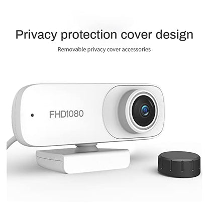 Autofocus 1080P Webcam Cover HD Web Camera with Microphone for Computer Laptop PC Camera for Video Meeting Streaming for Business Meetings (Color : White)