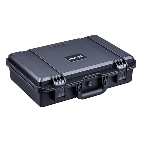 Lykus HC-4410 Waterproof Hard Case with Customizable Foam Insert, Interior Size 17.32x11.42x4.72 in, Suitable for up to 16" Laptop,Starlink Mini,Keyboard,Drill,Audio Mixer,Mic,Flashlight,and More - color: Black, style: Hc-4410