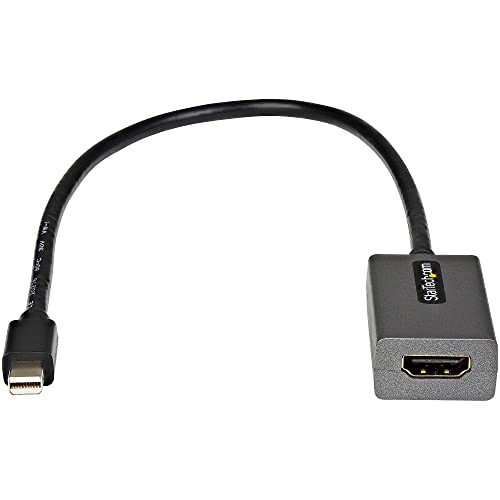 StarTech.com Mini DisplayPort To HDMI Adapter 1080p - mDP 1.2 To HDMI Monitor/Display - Mini DP To HDMI Adapter Dongle Converter - 12" Attached Cable - Upgraded Version Of MDP2HDMI (MDP2HDEC), Silver - color: Silver, style: 1080p