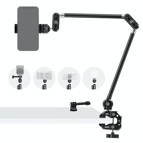 NEEWER 30" Articulating Magic Arm with Desk Super Clamp/Action Cam Mount/Phone Holder, Overhead Camera Mic Boom Stand, Compatible with GoPro iPhone DSLR Webcam Microphone Video Recording, UA056 - style: UA056