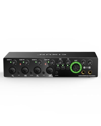 4x4 USB-C Audio Interface for PC & Mac - 24-bit/192kHz Studio Recording, 4 Combo Inputs (XLR/TRS), 4 TRS Outputs, 48V Phantom Power, FX Effects for Podcast/Streaming (Matte Black) - color: Matte Black-004