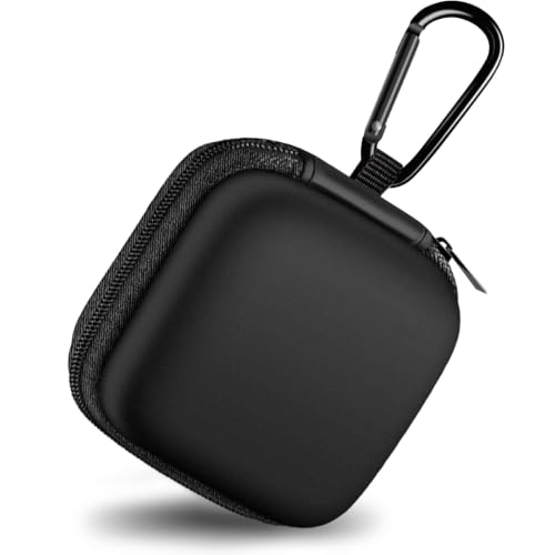 Square Earbud Case Portable EVA Storage Bag Cell Phone Accessories Organizer with Carabiner for Wired/Wireless Earphone, Earbud, Earpieces, SD Memory Card, Camera Chips, Tech Pouch, Black - color: B1-Square Black
