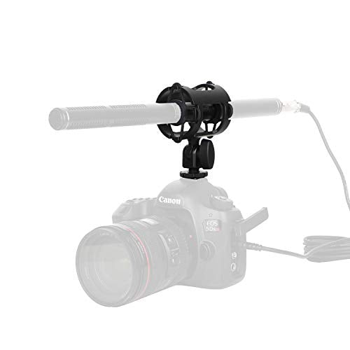 Easy Hood Microphone Shock Mount Holder with Cold Shoe,Camera Mic Mount | For Camera Shoes and Boompoles, Fits 19-25mm Diameter Shotgun Mics, Plastic Microphone Stand,Mic Arm Stands