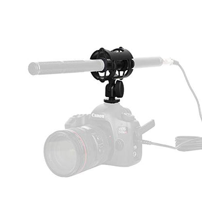 Easy Hood Microphone Shock Mount Holder with Cold Shoe,Camera Mic Mount | For Camera Shoes and Boompoles, Fits 19-25mm Diameter Shotgun Mics, Plastic Microphone Stand,Mic Arm Stands