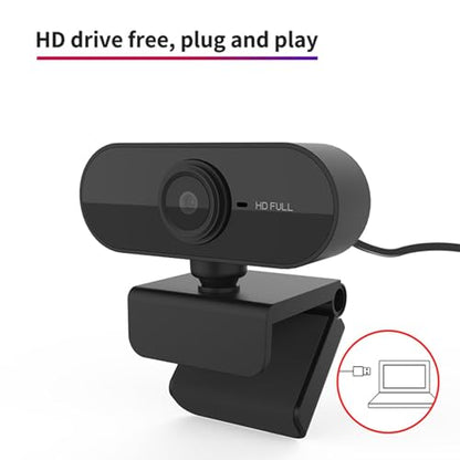 1080P HD Webcam with Builtin Microphone for Clear Video Call Support for OS USB Camera for Online Teaching and Video Conference Suitable for Desktop Computers Black (Black)