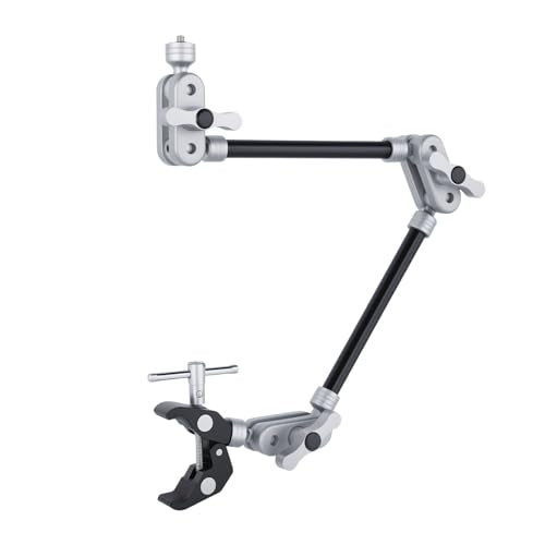 UTEBIT 22" Magic Arm w Clamp Mount, Desk Camera Mount Articulating Friction Boom w Arm 1/4" Thread Adapter, Overhead Desk Phone Mount for Video Light Webcam Microphone Action Camera Content Creators