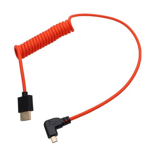 Micro HDMI to HDMI 8K 4K60p Cable for Canon R6 II R5C R5 Sony ZVE10 A7C A7R IV III A7S II Lumix S5 S9 GH4 Camera ATOMOS Ninja V Ultra SmallHD Monitor, Rigth Angle Type A D HDMI 2.1 Red 50cm