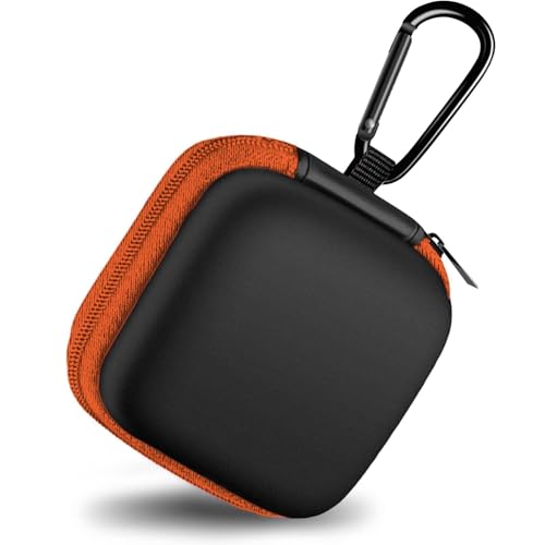 Square Earbud Case Portable EVA Carrying Case Storage Bag Cell Phone Accessories Organizer with Carabiner for Earphone, Earbud, Earpieces, SD Memory Card, Camera Chips, Tech Pouch, Orange1 - color: B5-Square Orange