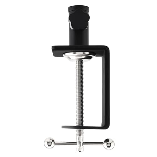 Heavy Duty Metal Desk Clamp,Upgrad C-Clamp Mount for Mic Boom Arm Desk Lamp | 12mm mounting hole. Rubber-lined jaws prevent wear.Fits max 58mm Desk. Quick knob adjustment. For mic arms/phone stands/lamps - color: Black