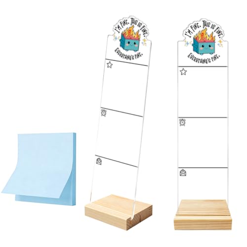 Monitor Memo Board Computer Monitor Memo Board Sticky Note Organizer Everything is Fine Acrylic Desk Accessories Removable Wooden Base Set Sticky Notes 100 Sheets 11.8×3.1 inches - color: Dumpster Fire 02