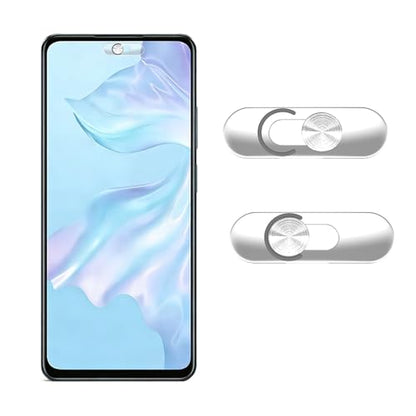 Front Camera Covers Compatible with Galaxy/iPad/Pixel | Smartphone Webcam Cover | Lens Protector, Camera Blocker for Privacy and Safety | 2Pack | Silver