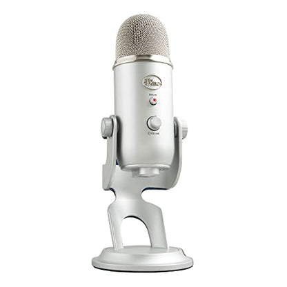 Logitech Creators Blue Yeti USB Microphone for PC, Mac, Gaming, Recording, Streaming, Podcasting, Studio and Computer Condenser Mic with Blue VO!CE Effects, 4 Pickup Patterns, Plug and Play - Silver | Tri-Capsule Condenser USB Mic, 4 Pickup Patterns, Bidi