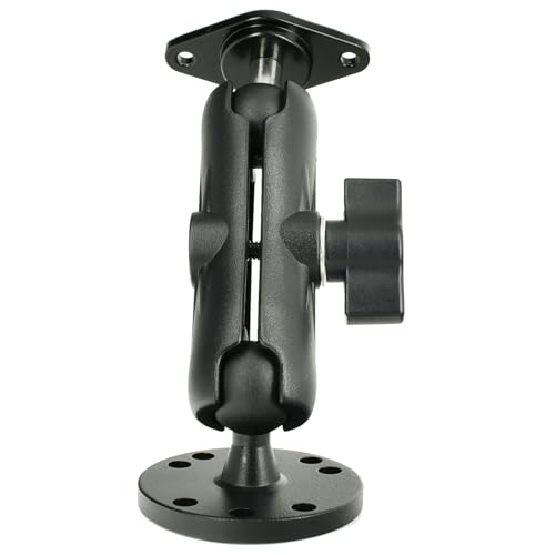 VAUBORTTI Aluminum 1-Inch Ball Mount with Diamond and Round Base, AMPS Hole Pattern for Car Boat Dash Mounting, Compatible with RAM B Size, for GPS Fish Finder Tablet Camera