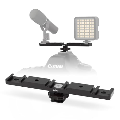 HSU Cold Shoe Mount Bracket, Triple-Head Hot Shoe Mount, and 1/4 Screw Port, Aluminum Cold Shoe Plate Adapter with Cable Slot Bayonet for Microphone, Led Video Light, Monitor (Extension), HGP322L - color: Extension