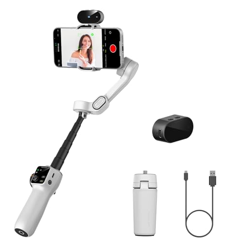 AOCHUAN Gimbal Stabilizer for Video Recording, Smartphone 3-Axis Smartphone Gimbal with AI Tracking Sensor for Vlogging,7.8' Extension Rod,Trigger Button,YouTube Tiktolk(Smart V8 AI White) - color: White, size: Smart V8 AI