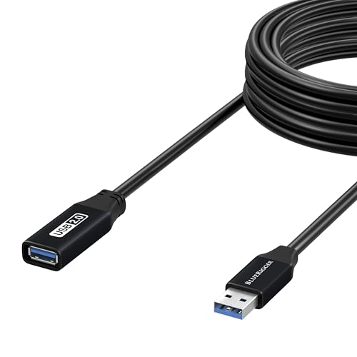 BlueRigger 2.0 Active USB Extension Cable 32FT (USB Extender Cord, 480 Mbps, Male to Female) Long USB Extension Cord for Webcam, VR Headset, Printer, Hard Drive, Keyboard, Mouse - color: Black USB 2.0, size: 32FT