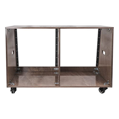Sound Town DIY 2 x 12U Slanted Studio Rack with Solid Baltic Birch Plywood, Casters, weathered brown for Recording Room, Home Studio (SDRK-D12TB) - size: 2 x 12U, Weathered Brown