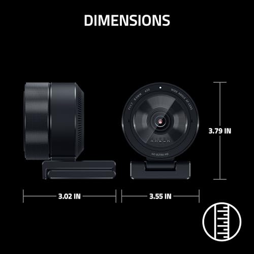 Razer Kiyo Pro Ultra 4K Webcam: Large Sensor - Auto Light Correction - Built-in Mic and Shutter - Pro Grade Content Creation, Streaming, Gaming, Video Calls - Works with OBS, Xsplit, PC, Zoom, Teams