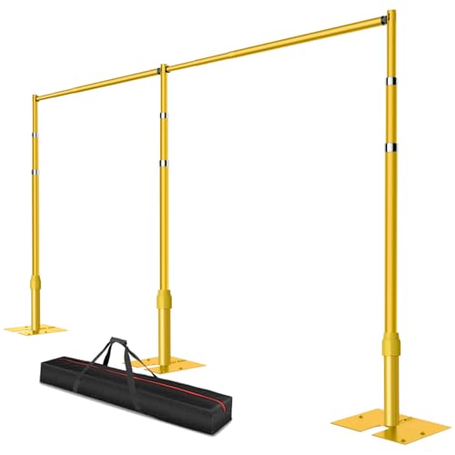 Pipe and Drape Backdrop Stand, 12x20ft Heavy Duty Adjustable Background Frame with Metal Base, Back Drop Holder for Parties Photography Wedding Photoshoot Decoration - Gold - color: Gold, size: 12x20ft