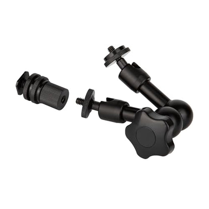 7-Inch Magic Arm - Articulating Friction Arm with 1/4" Tripod Screw & Cold Shoe Mount - 360 Swivel Ball Head Monitor Mount for DSLR Camera Rig, LED Light, Microphone - Black
