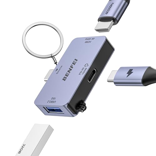 BENFEI USB C to HDMI 4K@60Hz, 10Gbps USB-A, 100W Power Delivery Compatible with iPad Pro, MacBook Pro/Air, iMac, iPhone 16/15 Pro/Pro Max, XPS, Thinkpad and More - size: 1 Pack, style: HDMI+100W+USB
