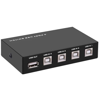 USB2.0 Printer Sharer Switcher, 4 Port USB B Print Selector Switch Adapter 4 in 1 Out Printer Splitter Hub for Printer Scanner Camera Keyboard