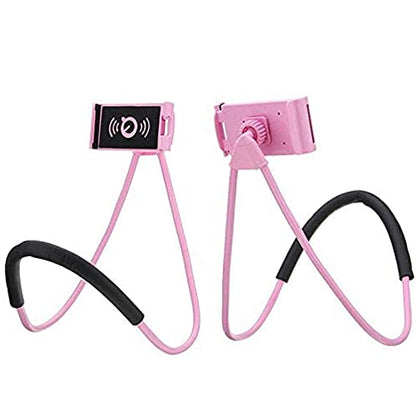 Chapter Seven Universal Smart Mobile Phone Stand,Hanging on Neck Cell Phone Mount Holder, Flexible Lazy Bracket DIY Free Rotating for Multiple Functions (Black) (Pink) - color: Pink