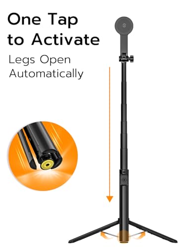 USKEYVISION Magnetic Tripod for iPhone & Android with Light,69” Extendable Selfie Stick for Magsafe,Auto-Open Phone Stand w/Magnetic Selfie Light,Remote,Vlogging Kit for Video Recording(MPT-04)