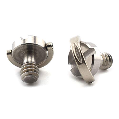 1/4"-20 D-Ring Camera Fixing Screw, SDTC Tech 2 Pack D Shaft Quick Release Plate Mounting Screws 10mm Length for Camera Tripod/Monopod (Stainless Steel)