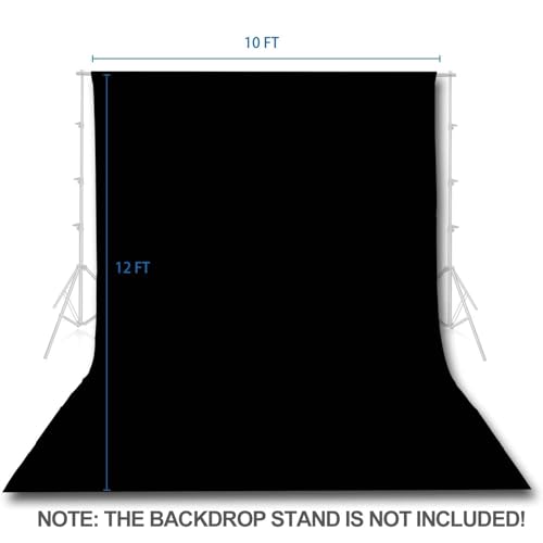 EMART 10x12ft Black Photo Backdrop Screen for Photography, Large Negros Drapes Party Background Curtain, Polyester Fabric Sheet Video Studio Portrait Photoshoot - size: 10x12ft