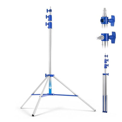 Light Stand Photography, 9.2ft/280cm Air-Cushioned Heavy Duty Studio Light Stand with 1/4" and 3/8" Screw, Aluminum Alloy Photo Video Tripod Stand for Ring Light, Softbox, LED Panel, Max Load 22lb - color: Blue