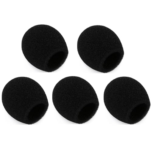 Generic Replacement Mini Foam Windscreen for Shure Centraverse CVL Lavalier Microphone, Clip-On for Hands-Free Use, Black Color, 5 Pack
