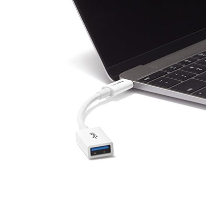 Amazon Basics USB-C to USB-A 3.1 Gen1 Female Adapter Cable Converter, 5Gbps High-Speed, USB-IF Certified, Fast Charging and Data Transfer, for Laptops, Tablets, Phones (iPhone 16/15), White - color: White