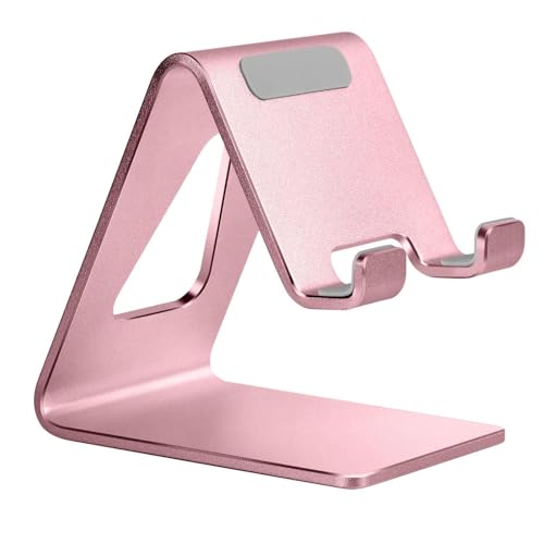 Aoviho Cell Phone Stand for Desk, Aluminum Phone Holder for iPhone 17 16 15 Pro Max, Samsung Galaxy, Stable Office Desk Accessories,Hands Free Stand for Office Home,Pink - color: Pink