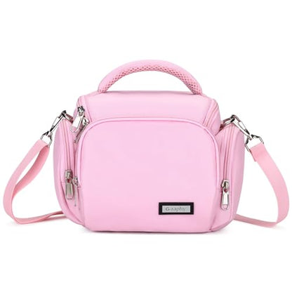 G-raphy Camera Bag Case Pink Small Photography Bags DSLR SLR MIRRORLESS BAG with Removal Straps - color: Pink