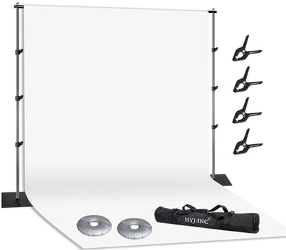 Photo Video Studio Photography 10 x 8.5ft Pipe and Drape Stand with 12 x10ft 100% Muslin White Backdrop Background Support System Kit,Clamp, Water Bag,Carry Bag