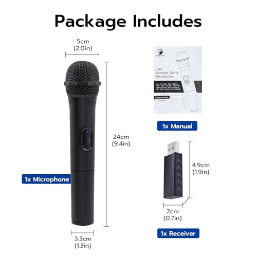 Mcbazel Wireless USB Gaming Microphone Compatible with Xbox Series X/S, PS5, Switch OLED, NS Switch/Switch2, PC, PS4, PS3, PS2, Xbox One X/S, Xbox One, Xbox 360, Wii - size: 1 Pack