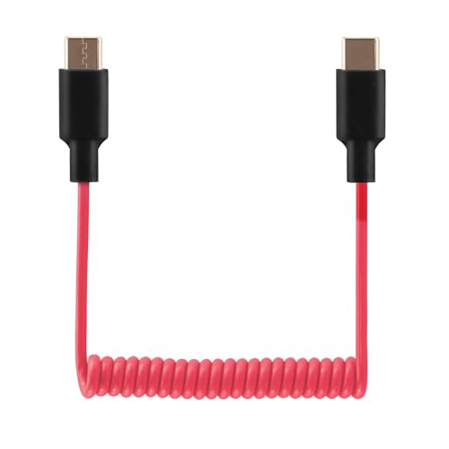 Mic Adapter for Rode Wireless GO 2 ME Pro Micro USB C to USB C Microphone Cable, for Hollyland Lark M1 / M2 / MAX / 150 / M1 / MAX Duo DAC Coiled Cable for PC Computer Android iPhone 15 16 - color: RED C to C
