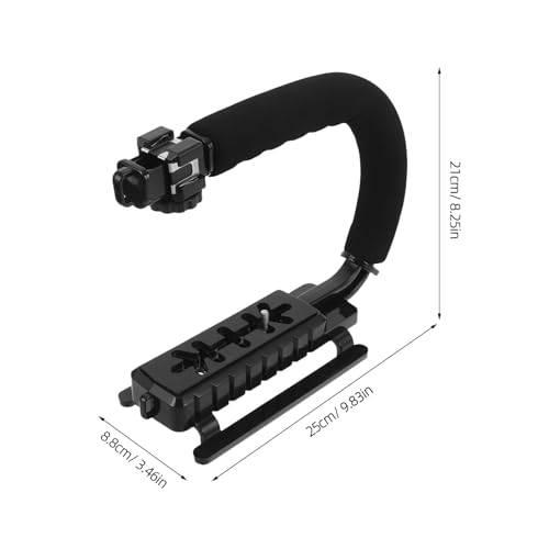 Zerodeko Handheld Camera Stabilizer Grip with Phone Clamp and U-Shaped Cold Shoe Mount for Filmmaking and Video Recording, Compatible with Smartphones and Camcorders
